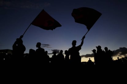 Manifestantes em Brasília.