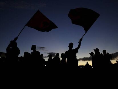 Manifestantes em Brasília.