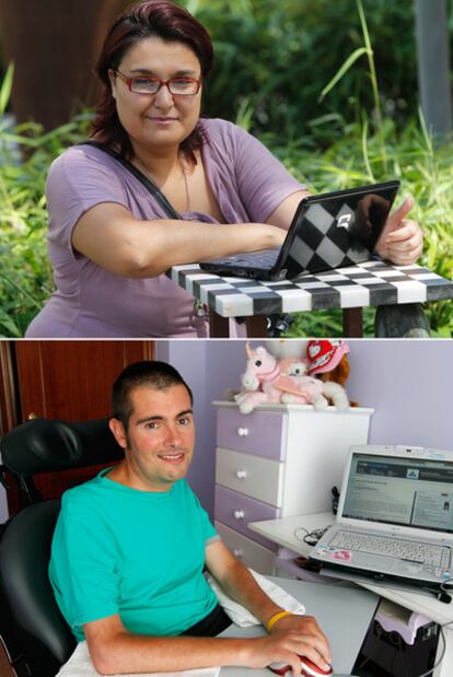 Shaila Oubiña tiene 31 años y parkinson. Lo cuenta en su blog <b>'Nos movemos hacia delante'. </b>Debajo Mikel Trueba, enfermo de ELA, de 35 años, su blog se llama <b>'Sorpresas de la vida'. </b>