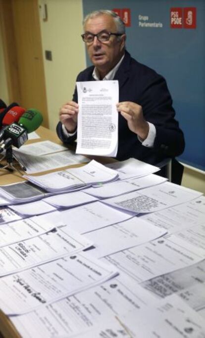 Pachi Vázquez, en el momento de anunciar su dimisión.