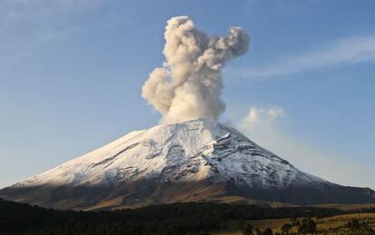 El volcán Popocatépetl, a 70 kilómetros de la Ciudad de México.