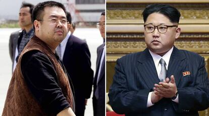 Kim Jong-nam, en 2001, y Kim Jong-un, en 2016.