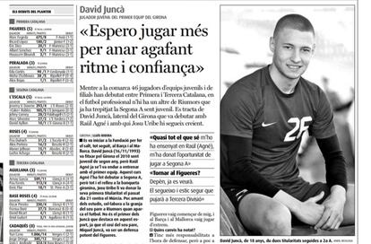 Entrevista a David Juncà tras debutar con el Girona FC en el medio local Setmanari Empordà.