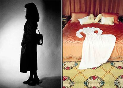 A la izquierda, imagen de 'La Filature' (1981). A la derecha, 'El traje de novia' (1988). Ambas son obras de Sophie Calle.
