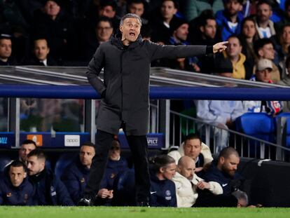 Luis Enrique, en el partido entre el PSG y la Real Sociedad de octavos de la Champions.