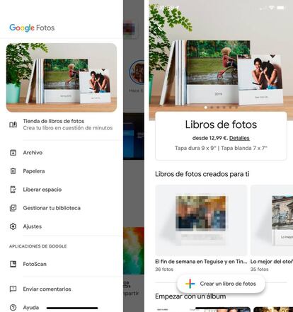 Revelado de imágenes en Google Fotos.