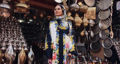 Ruba Zai, durante la sesión de fotos de en Marrakech.