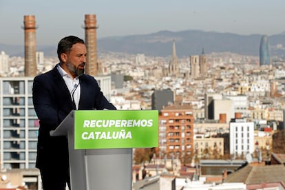 El líder de Vox, Santiago Abascal, durante un acto en Barcelona el pasado 22 de diciembre.