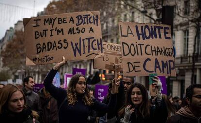 Manifestantes contra la violencia machista en noviembre en París