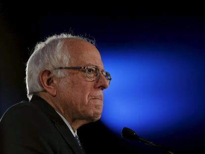 Bernie Sanders, durante una cena electoral en Denver, Colorado. 
