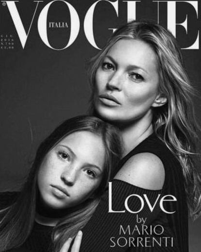 Kate Moss y su hija, Lila Grace, protagonizaron en julio de 2016 la portada de la edición italiana de la revista 'Vogue'.