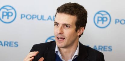 Pablo Casado, en una rueda de prensa, el pasado 29 de abril. 