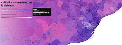 Captura de pantalla del capítulo sobre la calidad y densidad en las viviendas del área de Barcelona en el 'Atlas de la nueva vulnerabilidad urbana y social en España'.