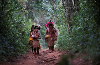 Nesta segunda, um grupo de pataxós caminhou até o Paraopeba para ver como estava o rio. De acordo com o mais recente boletim da Angência Nacional de Águas, a onda de rejeitos deve chegar ao reservatório da usina Retiro Baixo entre os dias 5 e 10 de fevereiro. 