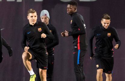 Entrenamiento de los jugadores del Barcelona