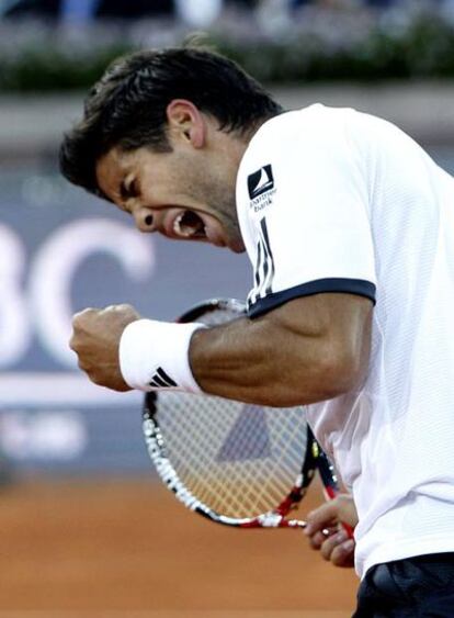 Verdasco celebra un punto en su partido con Mónaco.