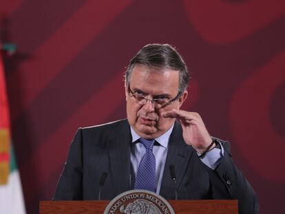 Marcelo Ebrard, durante la conferencia matutina de Presidencia de este viernes.