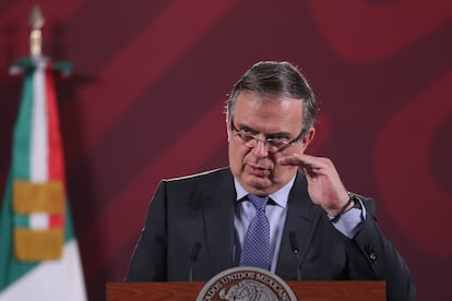 Marcelo Ebrard, durante la conferencia matutina de Presidencia de este viernes.