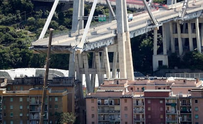 Puente de Morandi, en la autopista genovesa A-10, tras el derrumbe en agosto.