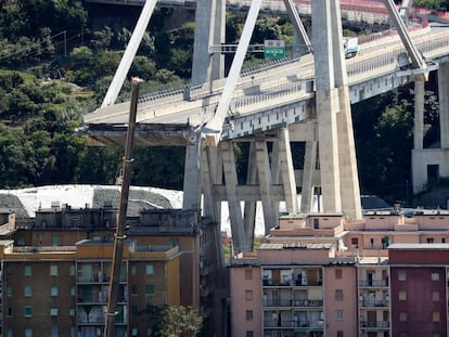 Puente de Morandi, en la autopista genovesa A-10, tras el derrumbe en agosto.