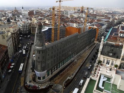 Las obras del complejo Canalejas hoy en Madrid