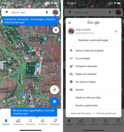 Google Maps y su nuevo interface.