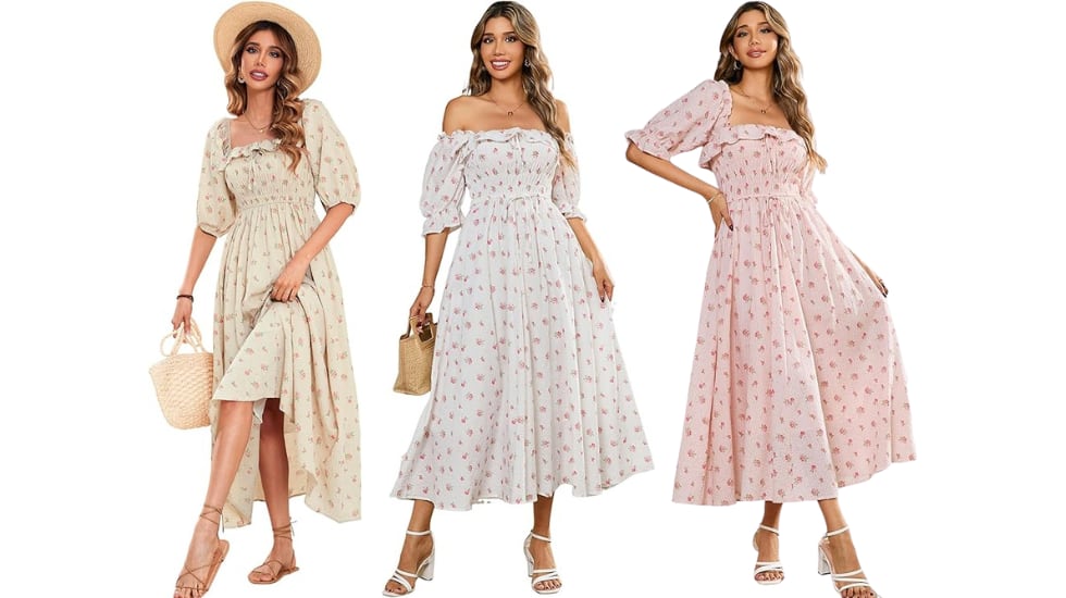 Vestido floral largo.