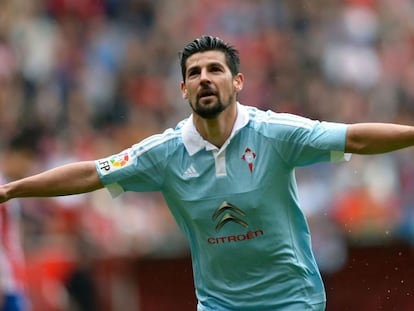 Nolito celebra el gol ante el Sporting.