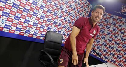 Simeone, durante la rueda de prensa previa al Atlético-Alavés
