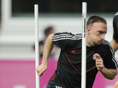 Ribéry, durante el entrenamiento de ayer.