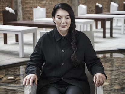 Marina Abramovic, en una sala usada para ense&ntilde;ar su m&eacute;todo en el Sesc Pompeia de S&atilde;o Paulo.