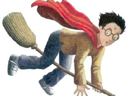 Ilustración, obra de Dolores Avendaño, a partir de la portada de la edición española de <i>Harry Potter y el cáliz del fuego.</i>