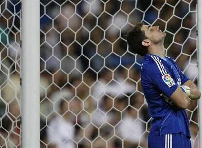 El portero del Real Madrid, durante el partido con el Valencia