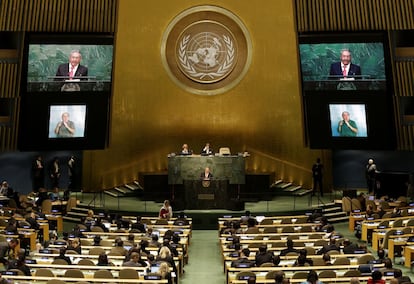 El presidente cubano, Raúl Castro, se dirige a la Cumbre de Desarrollo Sostenible de 2015, el 26 de septiembre en la sede de las Naciones Unidas.