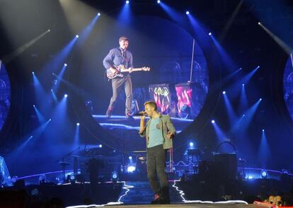 Un momento de la actuación de Coldplay, con Chris Martin al frente.