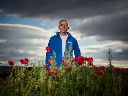 El ingeniero agrónomo Salomón Sádaba, de INTIA, en la finca experimental de semillas de Sartaguda (Navarra), el pasado 7 de mayo.