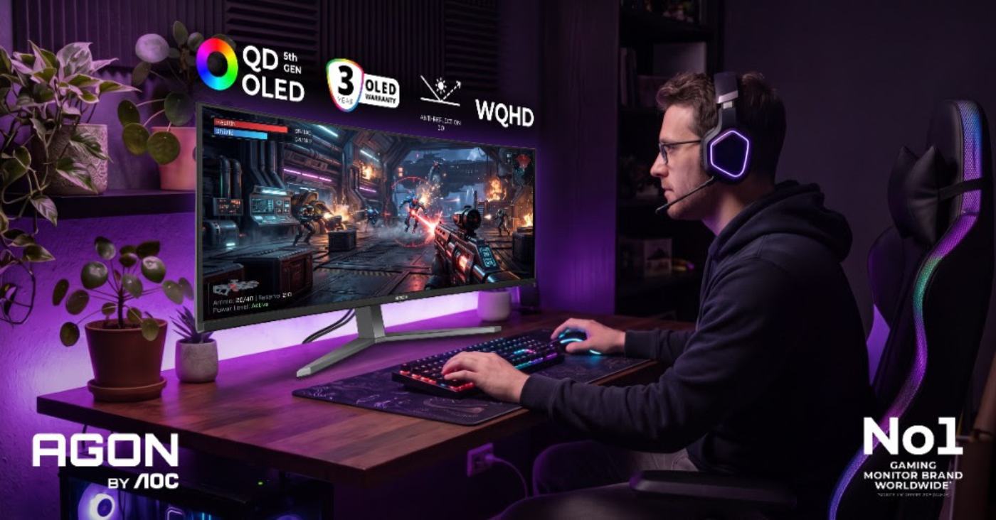 AOC sorprende con un gigantesco monitor QD-OLED que equivale a dos pantallas de 27 pulgadas