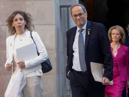 El presidente de la Generalitat, Quim Torra, con la consejera de Empresa, Àngels Chacón.