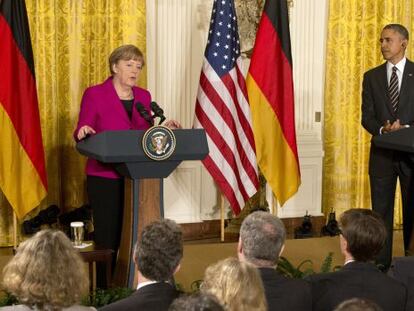 Merkel e Obama, nesta segunda-feira.