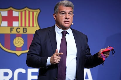 El presidente del Barcelona, Joan Laporta, el pasado 1 de febrero.