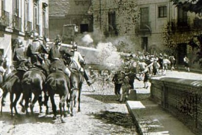 Una escena de la película <i>Dos de mayo,</i> de José Buchs, restaurada en la Filmoteca Nacional.