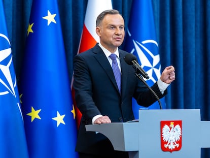 El presidente de Polonia, Andrzej Duda, en su comparecencia de este viernes.