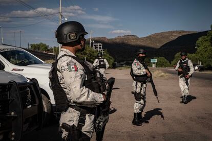 Elementos de la Guardia Nacional durante un operativo de seguridad, en Zacatecas, en 2023.