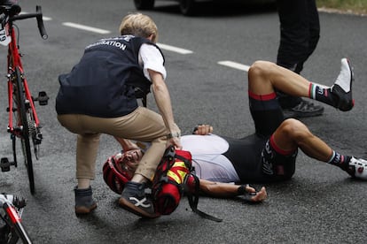 Otra toma de la caída de Mori durante la novena etapa- 