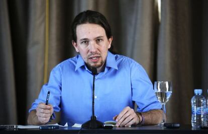 Pablo Iglesias, en rueda de prensa tras la reunión de la ejecutiva de Podemos el pasado lunes.