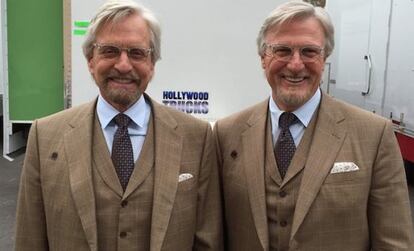 Michael Douglas y su doble, Mike Runyard, en el rodajde de Ant-Man.