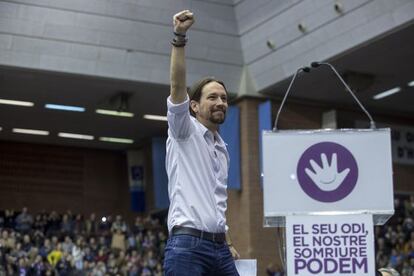 Pablo Iglesias, al míting d'ahir