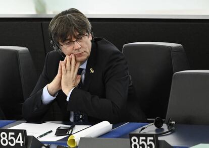 Carles Puigdemont, este lunes en el Parlamento Europeo.