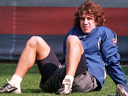 Puyol, durante un entrenamiento con el Barça.