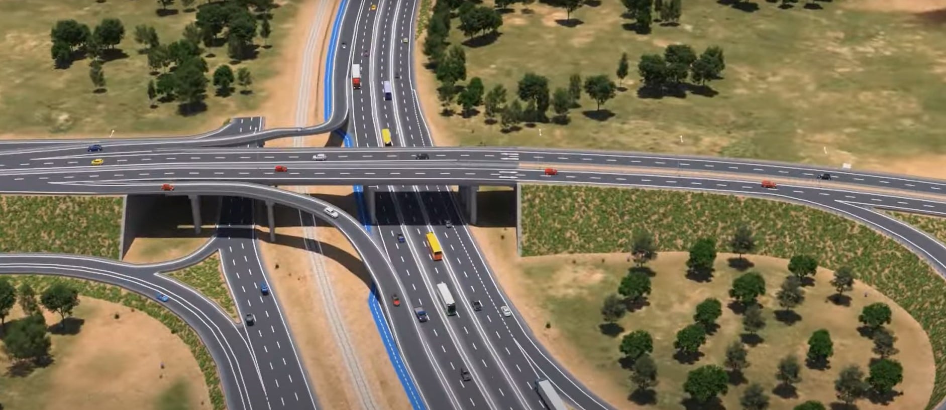 Recreación de un tramo de la futura Ruta Pie de Monte, en Chile.